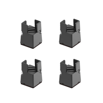 4-pack adjustable furniture heightening clip feet, black, with top support pads