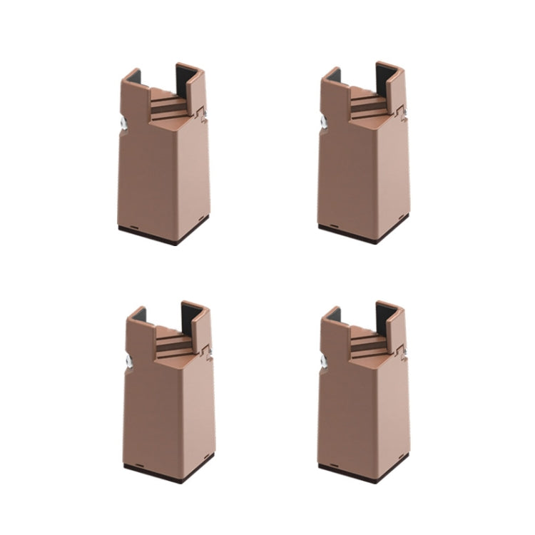 4-pack adjustable furniture heightening clip feet, light brown, with top support pads