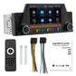 Black car MP5 multimedia receiver with touchscreen, wiring harness, and remote