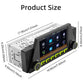 Car MP5 multimedia receiver showing size dimensions with front touchscreen