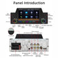 Car MP5 multimedia receiver rear and side panel ports with touchscreen display