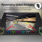 Car MP5 multimedia receiver showing reversing camera video on touchscreen