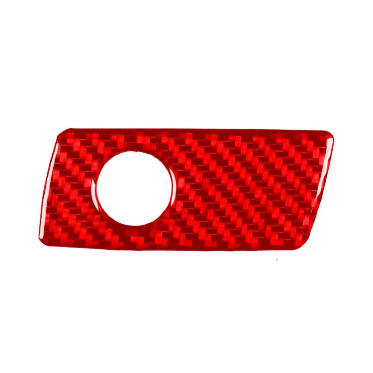 Carbon fiber glove box handle sticker, red with circular cutout