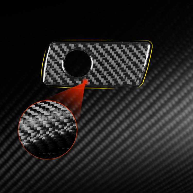 Carbon fiber glove box handle sticker, black with circular cutout