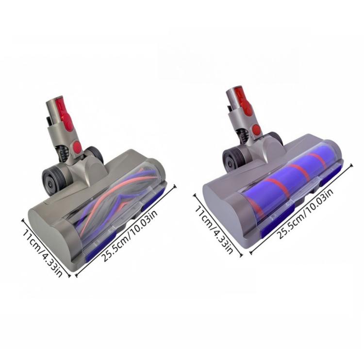 Set of two vacuum roller brush heads with blue rollers and red button controls