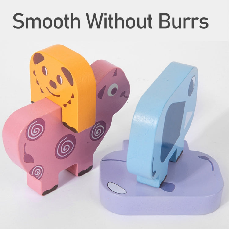 Animal balance stacking blocks with smooth wooden animal pieces on oval bases