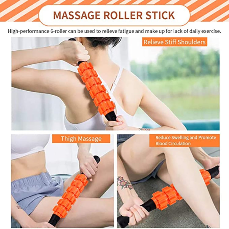 Orange massage roller stick for thigh and back muscle relief