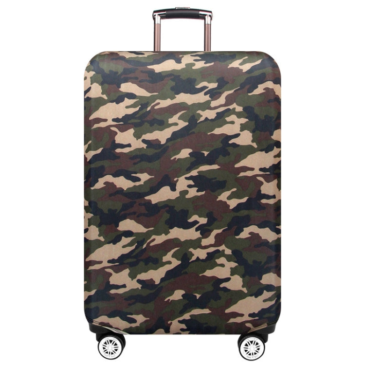 Camouflage rolling suitcase dust cover with handle cutout and wheel cutouts