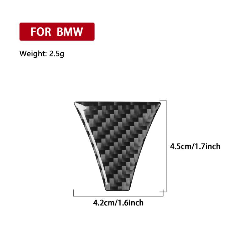 Black carbon-fiber triangular grille sticker, approx. 4.2cm wide and 4.5cm tall