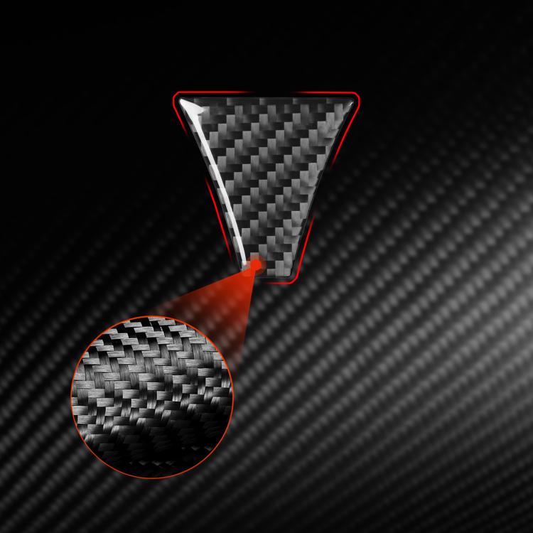 Black carbon-fiber triangular grille sticker with red outline highlight