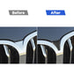 Front grille trim with black carbon-fiber triangular decorative insert, installed