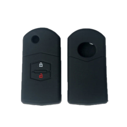 Black silicone remote key fob case, folding style, with button icons, 2-pack.