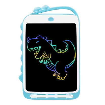 Light blue LCD dinosaur writing board with colorful dinosaur drawing on screen
