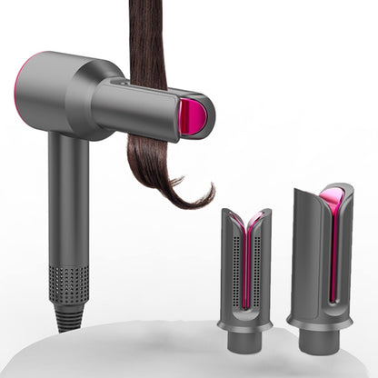 Gray hair dryer straight nozzle attachment with pink vented clamp