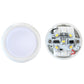 White circular night light with open housing showing LED circuit board inside