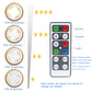 White circular night light with remote and adjustable brightness modes