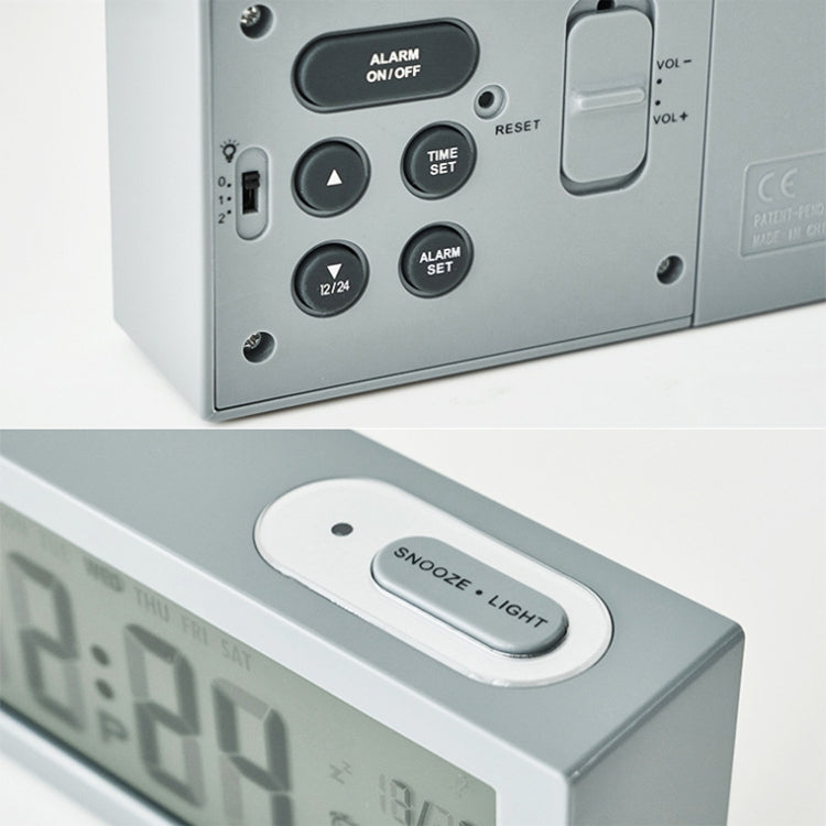 8890H Multifunctional Photosensitive Bedside Small Alarm Clock LCD Screen Digital Clock