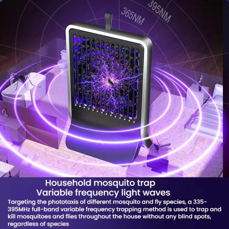 Wall-mounted mosquito trap lamp with purple-lit front grid and circular light pattern