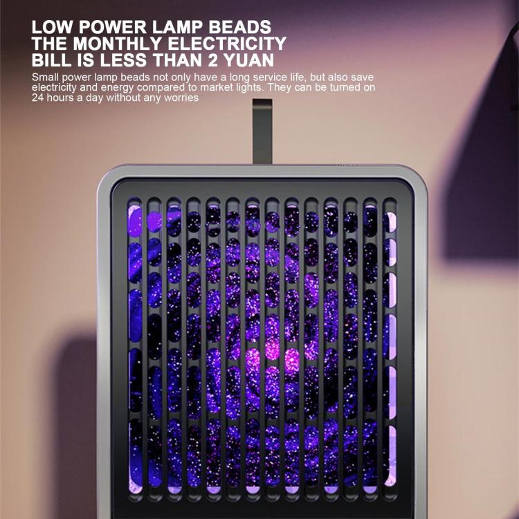 Wall-mounted mosquito lamp with purple LED glow through front grille and hanging cord