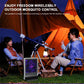 Mosquito killer lamp outdoors with purple-lit front grille and hanging cord