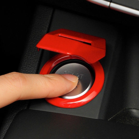 Car one-button start ring cover, red outer ring with circular silver insert