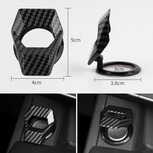 Car start button ring cover, carbon-fiber black with measurement guides