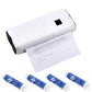 White wireless thermal printer with A4 paper roll and four included A4 paper rolls
