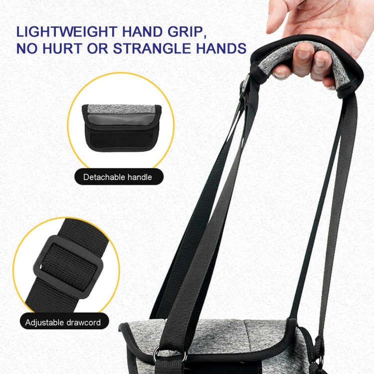 Dog hind-leg lifting harness with detachable padded handle and adjustable drawcord