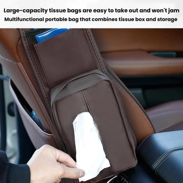 Car Seat Side Storage Pocket Hanging Leather Tissue Holder