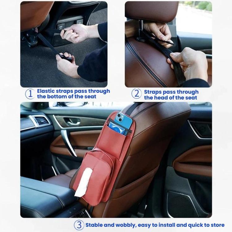 Car Seat Side Storage Pocket Hanging Leather Tissue Holder
