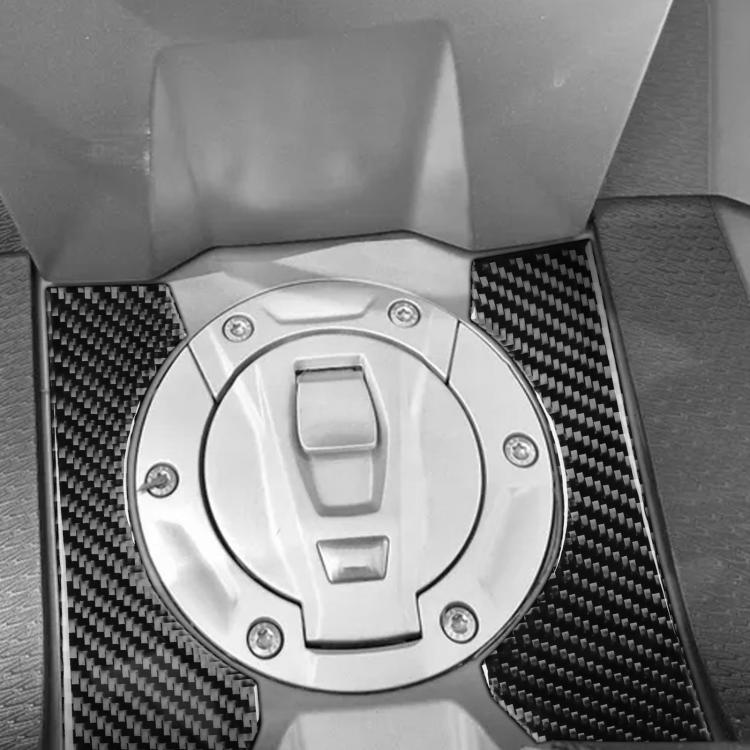 Fuel tank side sticker set with black carbon-fiber pattern, two panels
