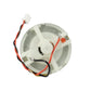 Laser distance sensor motor underside with metal plate, red/black wires, and connectors