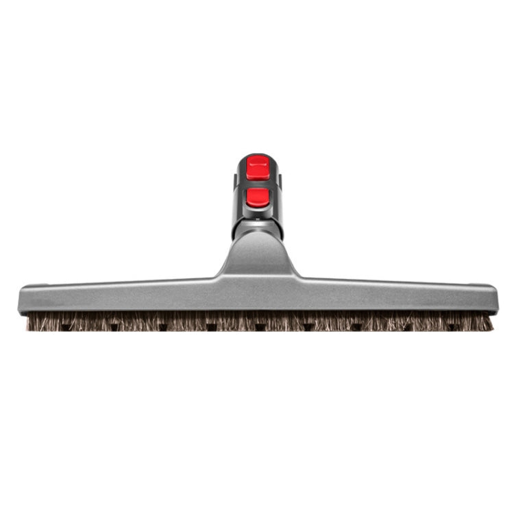 Wide soft velvet floor brush head with dense bristles and red release clips