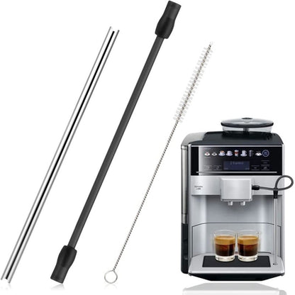 Dark gray cleaning brush set with two tubes and spiral brush for coffee milk pipes