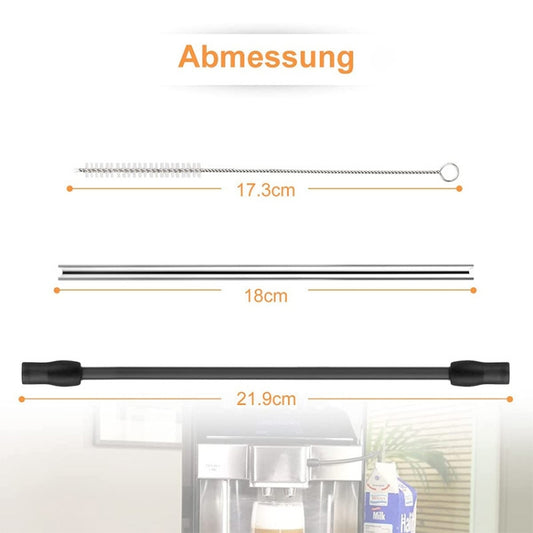 Cleaning brush set size guide: three-piece kit with dark gray handles and metal tubes
