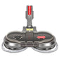 Gray mopping head attachment with two rotating microfiber pads and red control switch