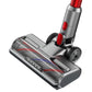 Carpet and floor vacuum brush head with clear nozzle window and dual brush rollers
