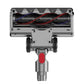 Carpet floor brush head top view with brush rollers and wheel-mounted base