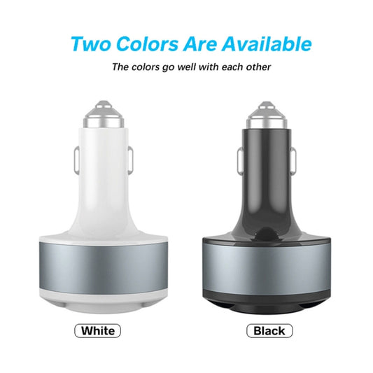 Car cigarette lighter charger, white and black color options, dual USB and Type-C ports