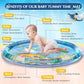 Inflatable shark water play mat with baby kneeling and playing on top