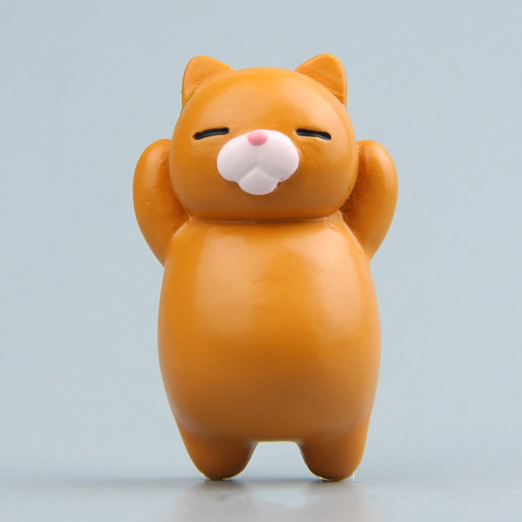 Resin cartoon cat fridge magnet ornament, orange cat with pink nose and closed-eye smile