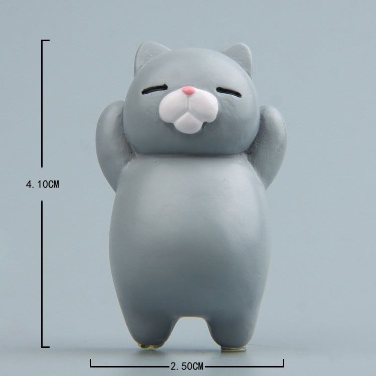 Light gray cartoon cat resin fridge magnet with size markings, standing cat figure.