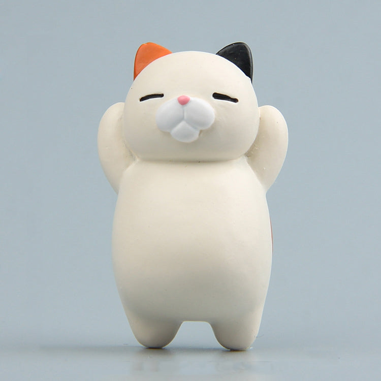 Resin cartoon cat fridge magnet ornament, cream body with orange ear and black ear accents