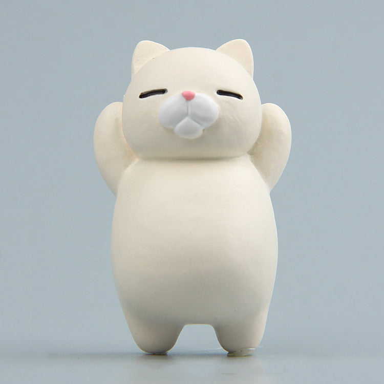 Resin cartoon cat fridge magnet ornament, cream-white cat with closed eyes and smooth resin finish