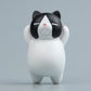 Resin cartoon cat fridge magnet ornament, black cat face on white body with closed-eye smile
