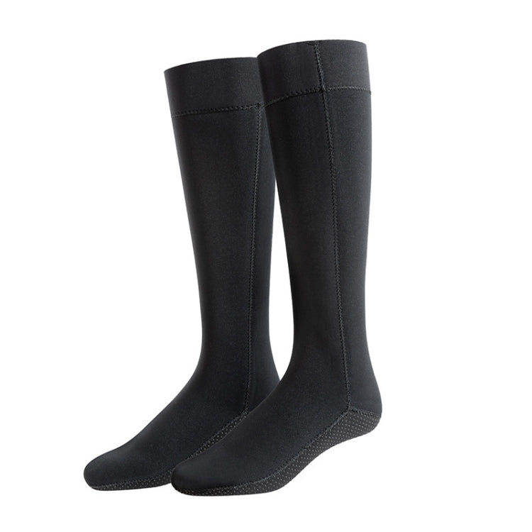 Tall tube diving socks in dark black with reinforced toe seam and full-length coverage