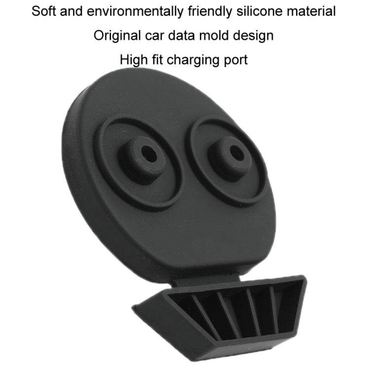 Black silicone conjoined charging port dustproof cover with two circular caps