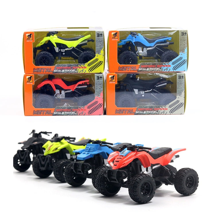 Boxed metal-scale four-wheel motorcycle toy models set with assorted colors and rugged tires
