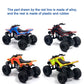 Four colorful four-wheel off-road motorcycle toy models with chunky rubber tires