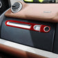 Glove box handle trim sticker set with red carbon fiber surround and chrome handle